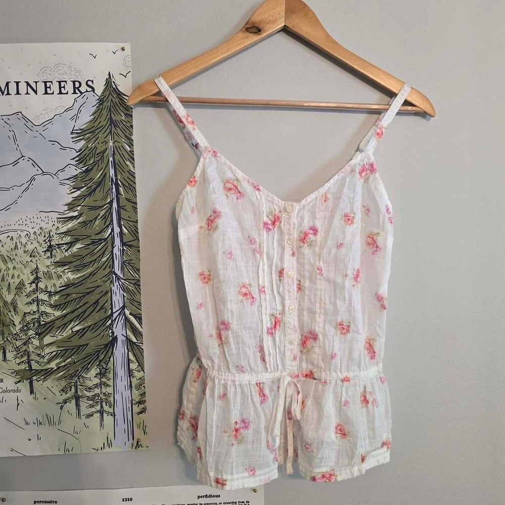 Abercrombie Floral Babydoll Cami Top Moose Logo Y2K